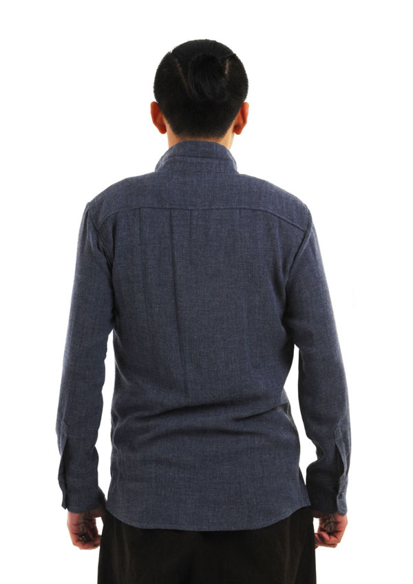 21度晨 原创设计男装品牌 轻薄软棉蓝麻长袖衬