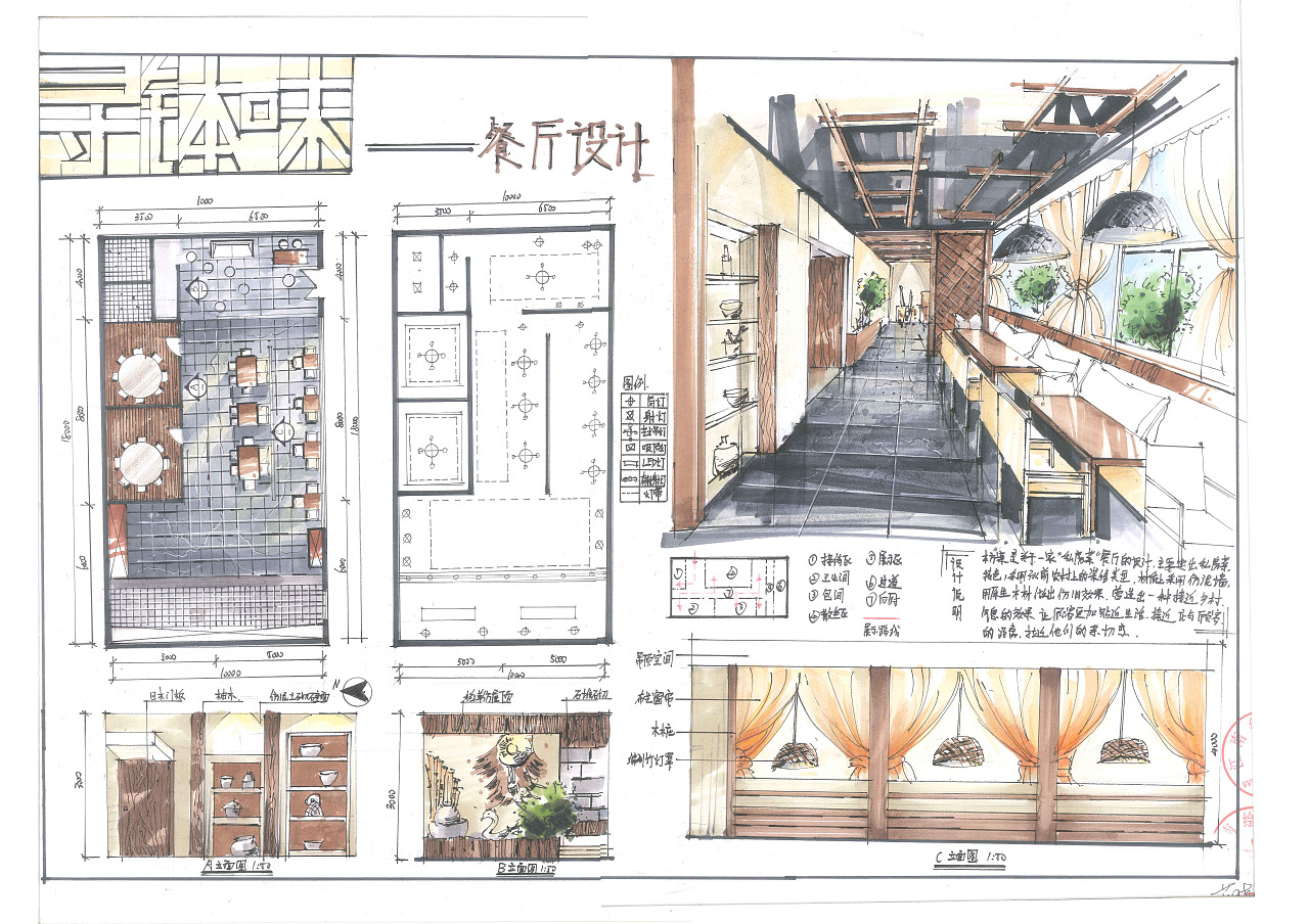 办公室室内快题手绘