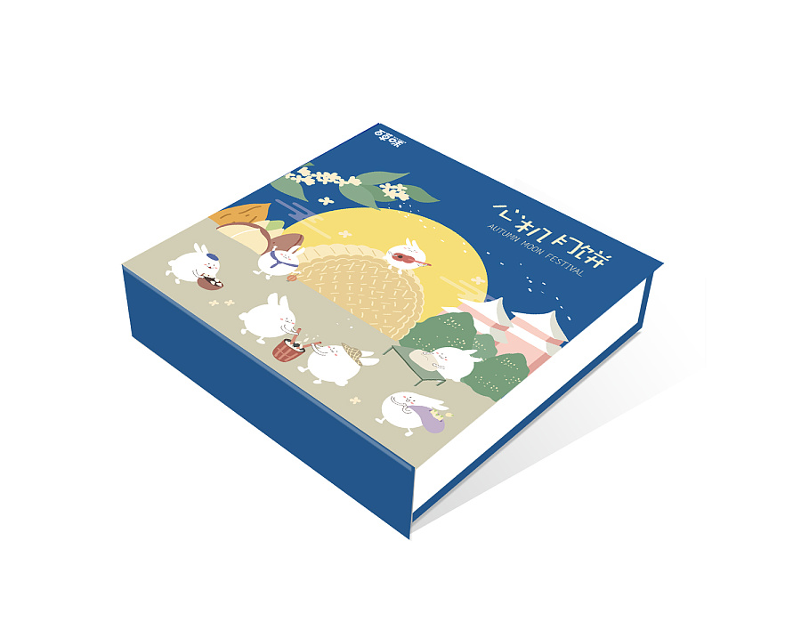 中秋月饼礼盒封面插画|商业插画|插画|栗绛 - 原