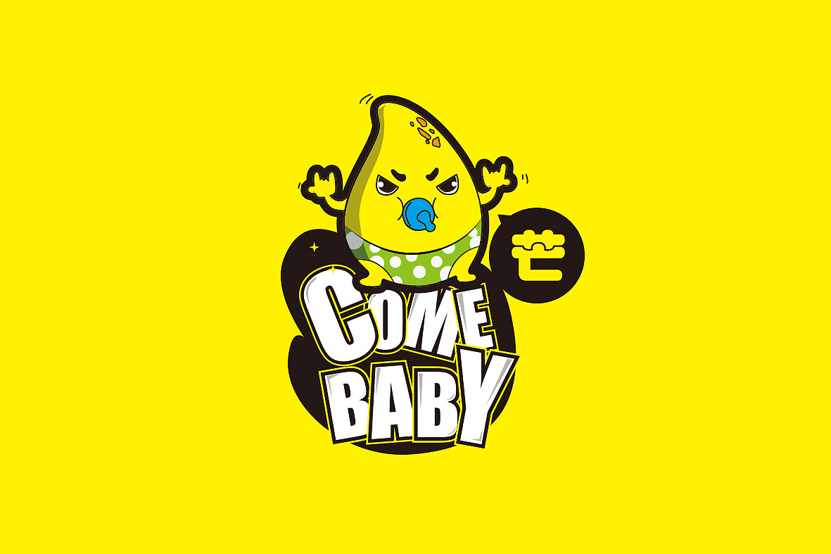 come 芒 baby芒果小吃点logo设计以及店铺设计.