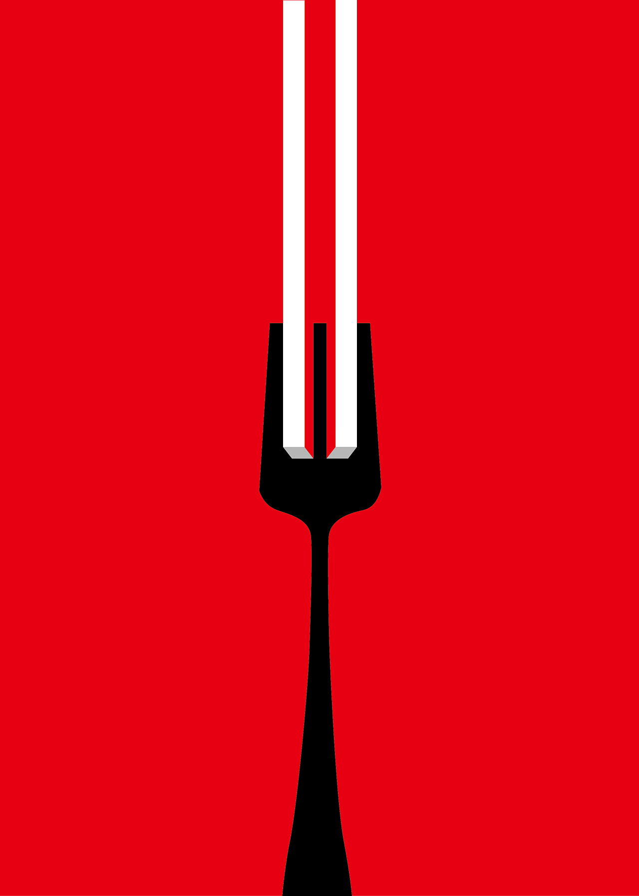 学图形创意的时候,做了一幅创意图,东方的筷子和西方的叉子