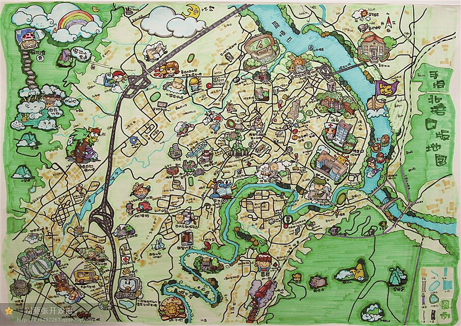 重庆北碚手绘q版地图