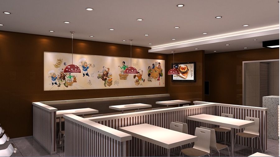 锅品面馆-成都面馆装修效果图,面馆装修设计案