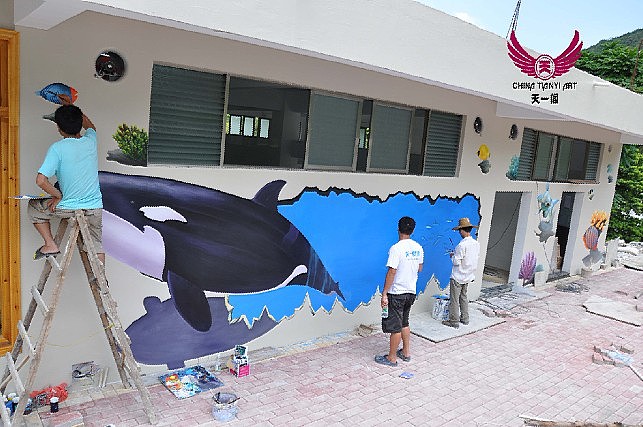 天一壁画艺术团队为惠州大亚湾旅游区设计绘制