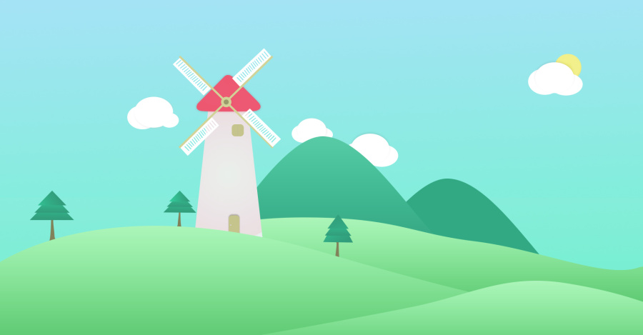 卡通-风车|桌面背景\/壁纸|UI|淡淡淡定 - 原创设计