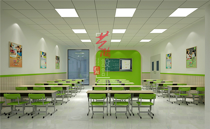 英语培训教育培训机构装修室内设计幼儿园教室效果图
