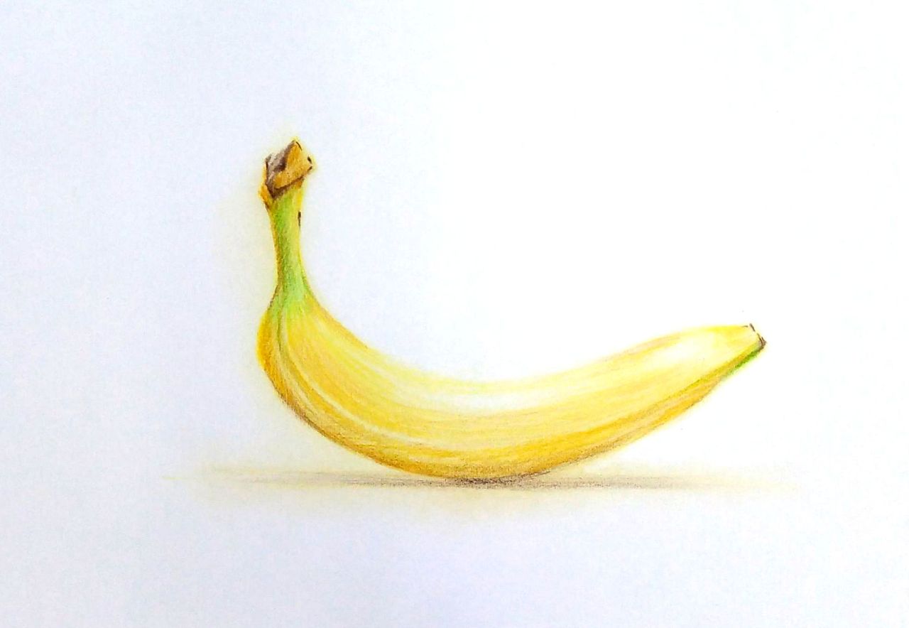 彩铅香蕉表现步骤图|纯艺术|绘画|一叶手绘 - 原创