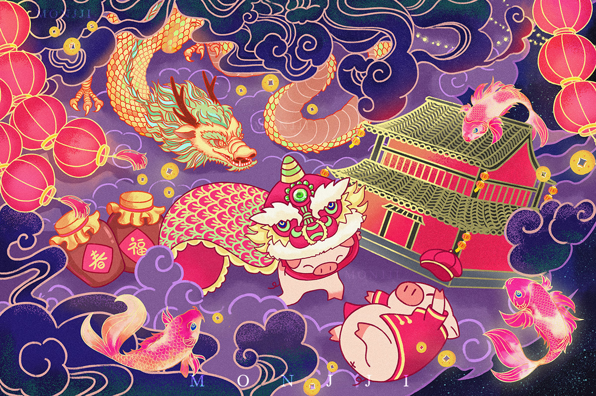 春节|插画|艺术插画|鱼木叽 - 原创作品 - 站酷