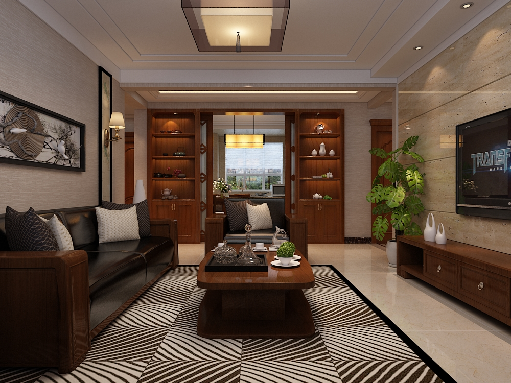 新中式的沙发,乌金木和皮质的结合高端大气,简洁时尚!