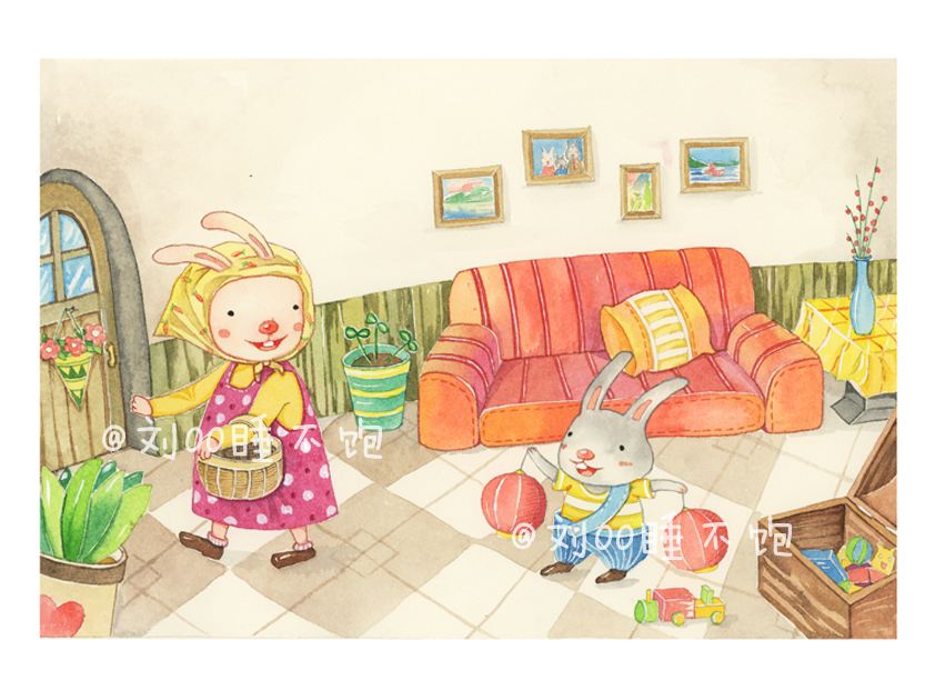 《小兔子找太阳》插图|儿童插画|插画|刘00睡不