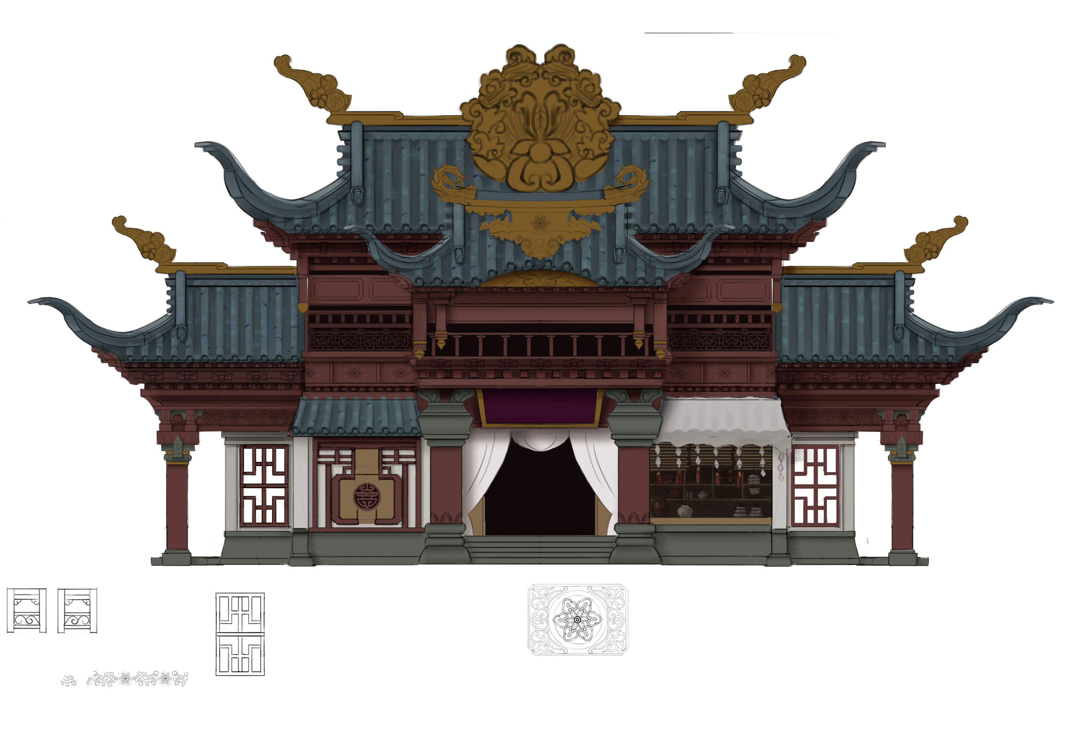 第一次学习画中国古建筑|插画|创作习作|bananapower