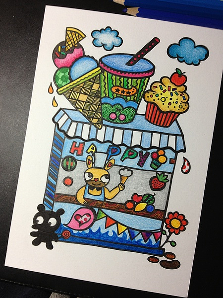 鲁米的冰激凌世界 原创彩铅画|插画|插画习作|M