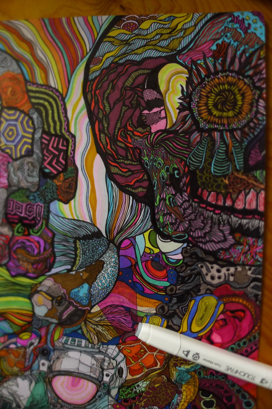 吃了迷幻药听电音的宇航员 文刀绘音乐性绘画