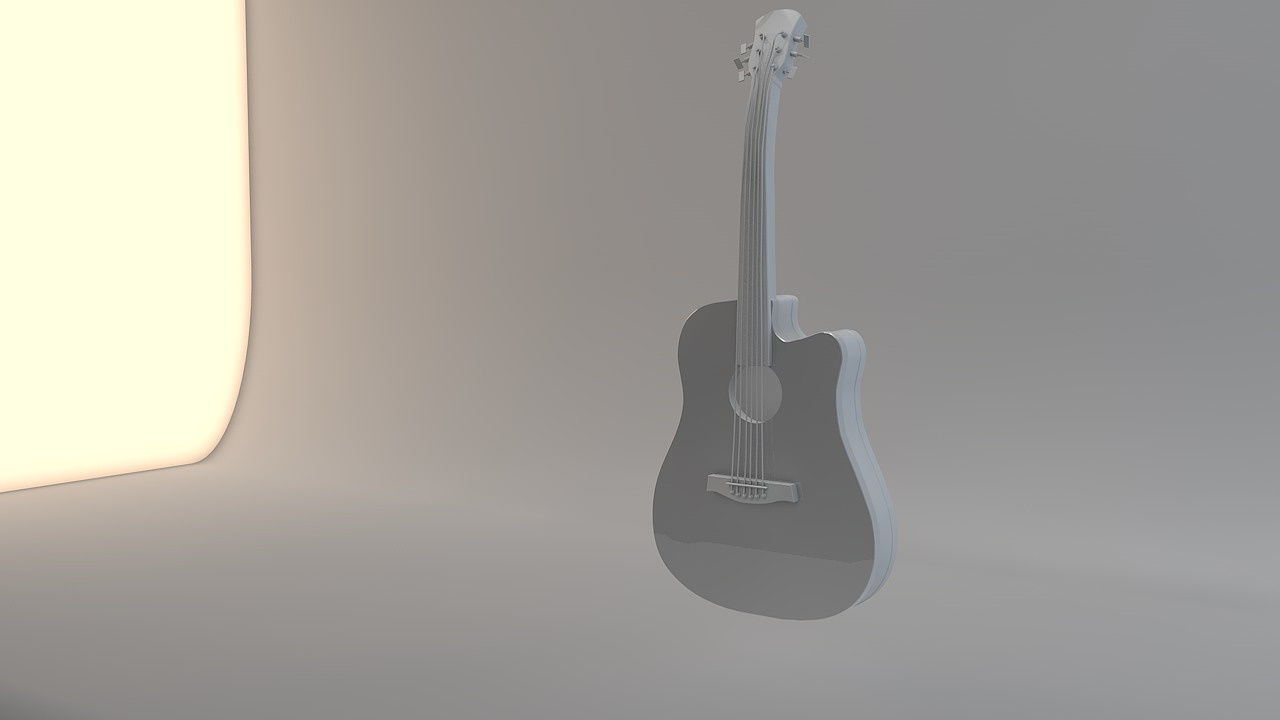 C4D吉他模型练习 3D建模吉他 AE动画开头动