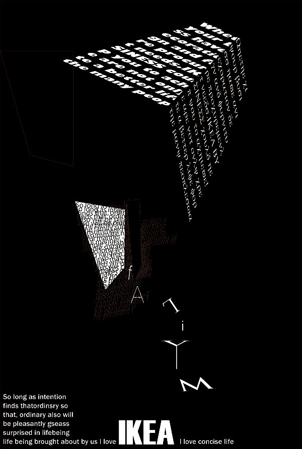 IKEA 字体黑白练习|平面|海报|LIRUSHUANG - 