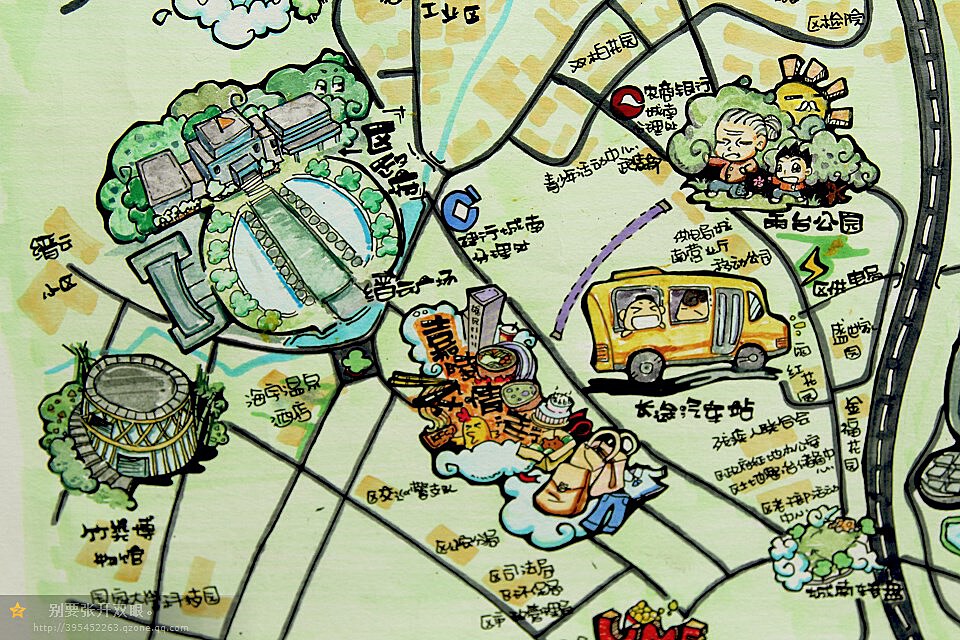 重庆北碚手绘q版地图