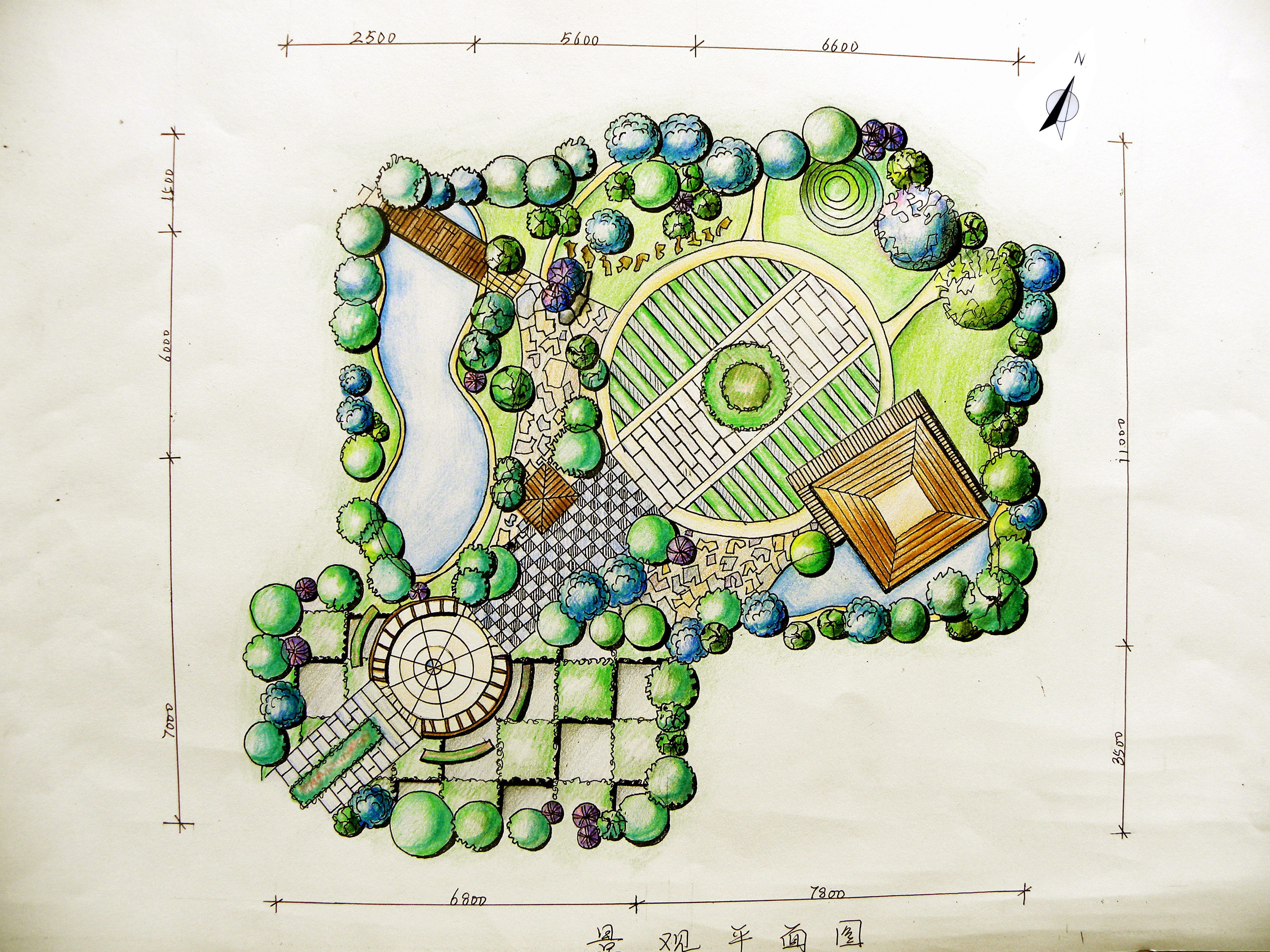 手绘园林设计平面图分享展示