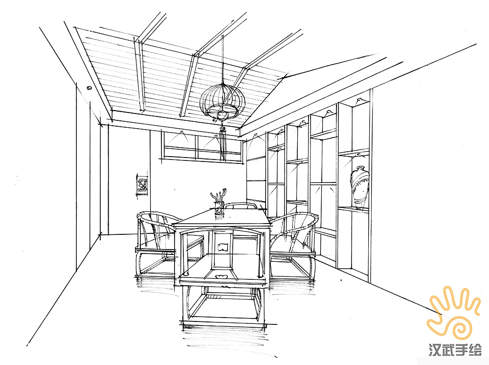 禅意室内手绘方案效果图|空间|室内设计|whhwsh