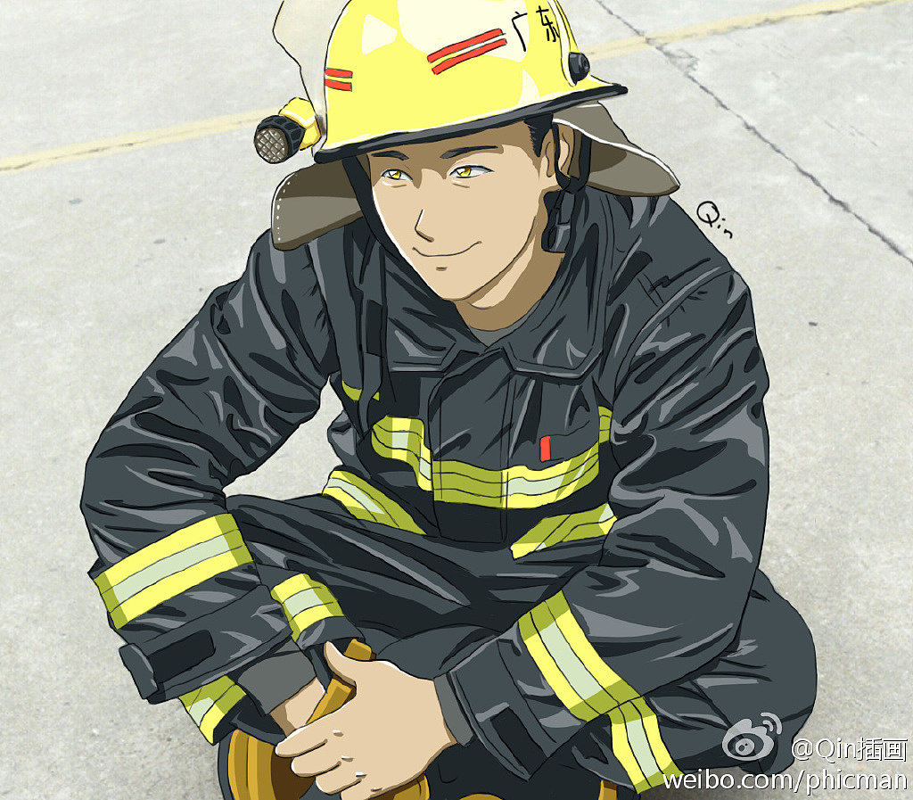 电脑插画表现帅气的中国消防员 推荐