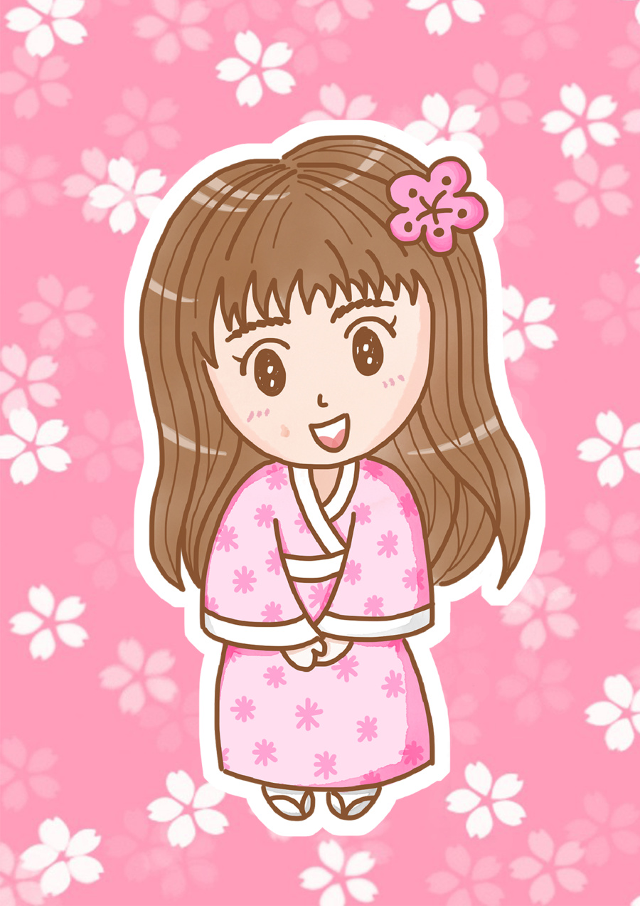 旅行特别定制卡通-圈圈与雪的双傻日本行|绘画