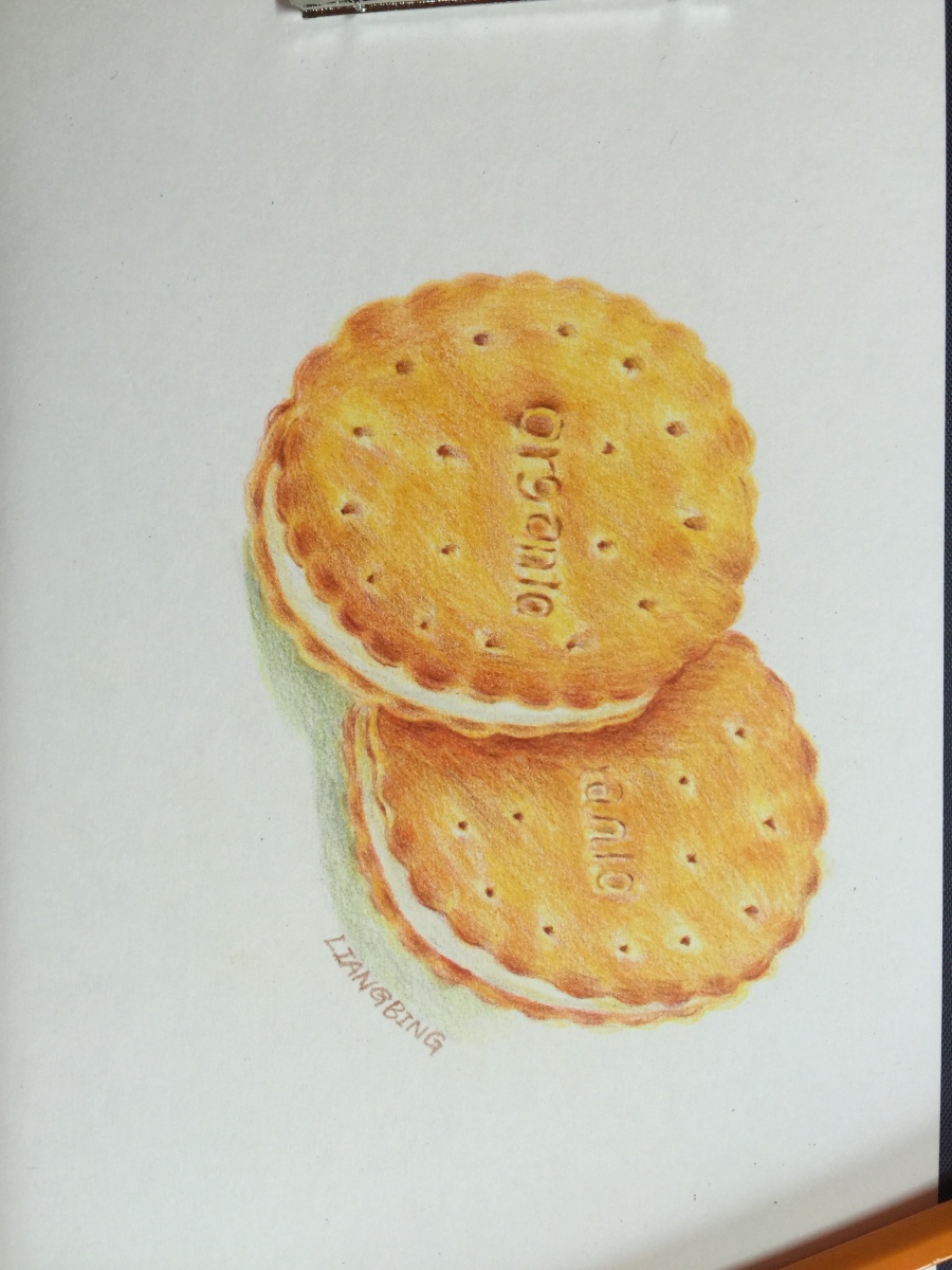 彩铅画奶油夹心饼干|彩铅|纯艺术|梁雨珊 - 原创
