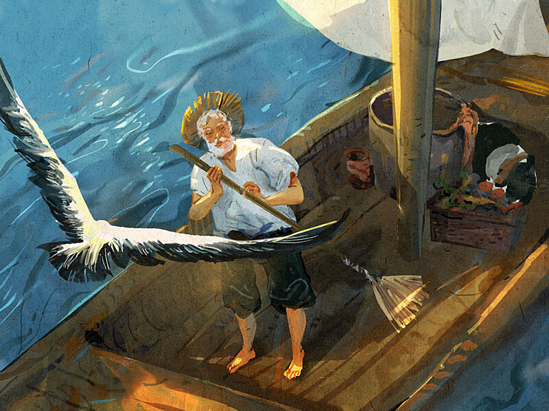 百词斩爱阅读《老人与海》|插画|绘本|micha9001 - 原创作品 - 站酷