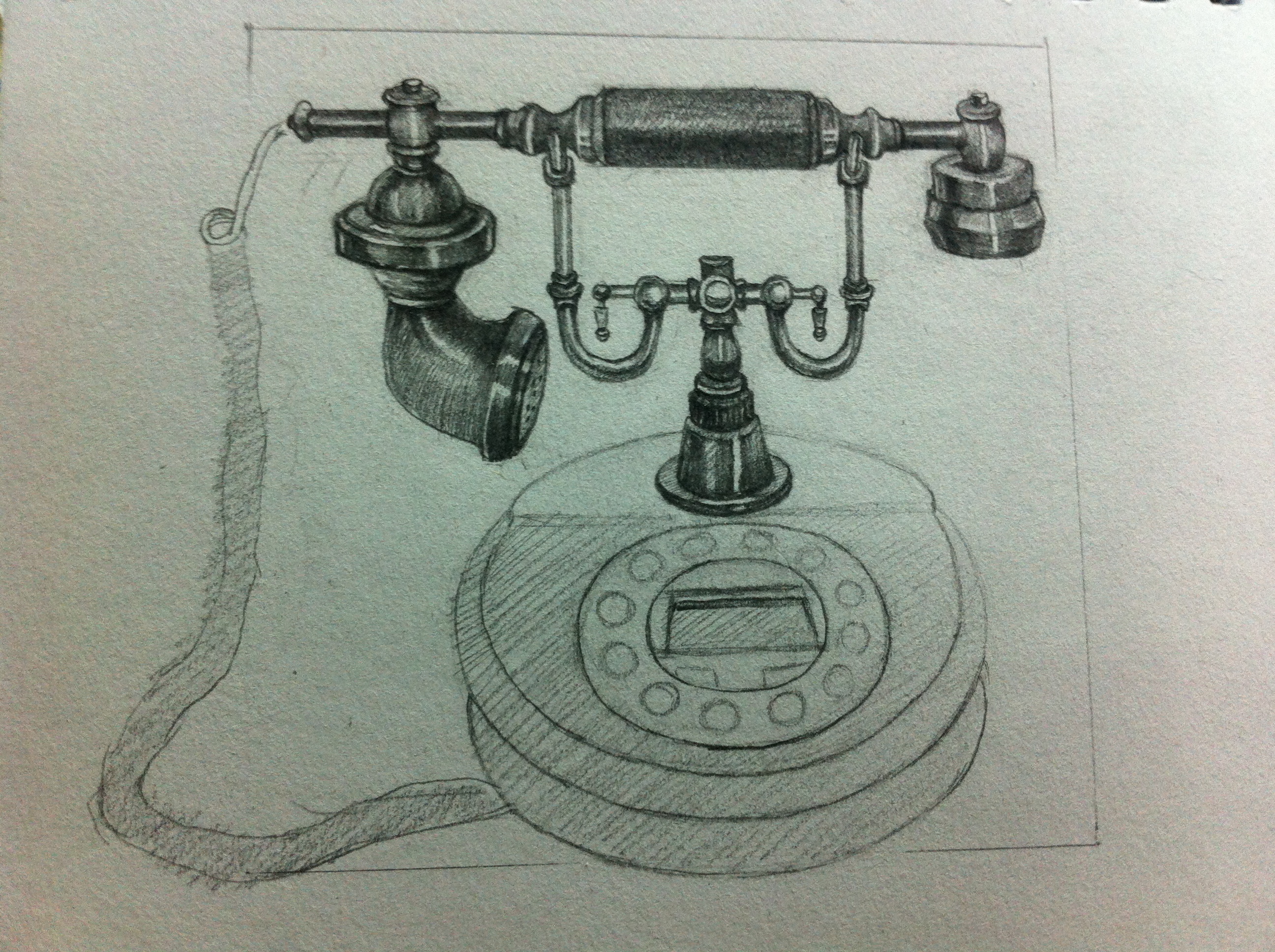 手绘老式电话步骤|纯艺术|绘画|二三吴 - 原创作品