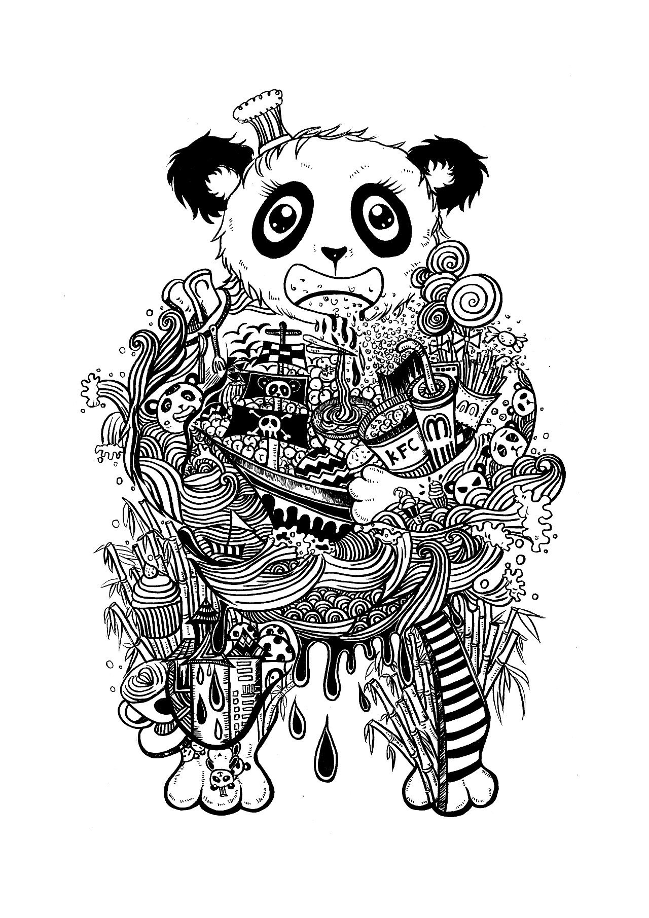 panda插画|插画|插画习作|曼爷 - 原创作品 - 站酷