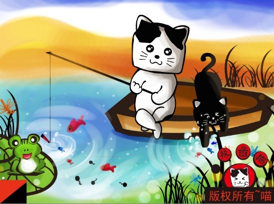 辣酱猫钓鱼||插画|辣酱猫 - 原创设计作品 - 站酷