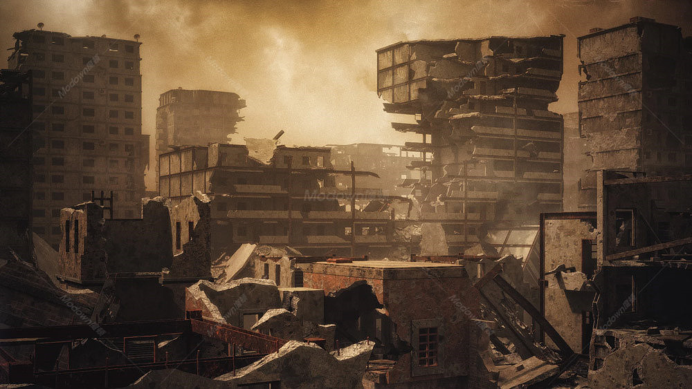 废墟战争城市建筑|三维|场景|modown魔顿 - 原创作品