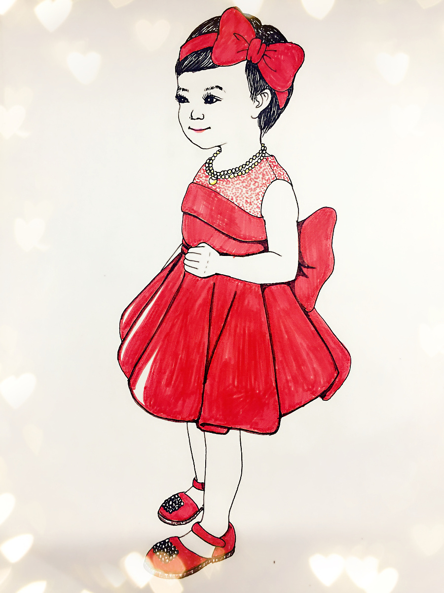 穿红裙子的小女孩|单幅漫画|动漫|huan1986061