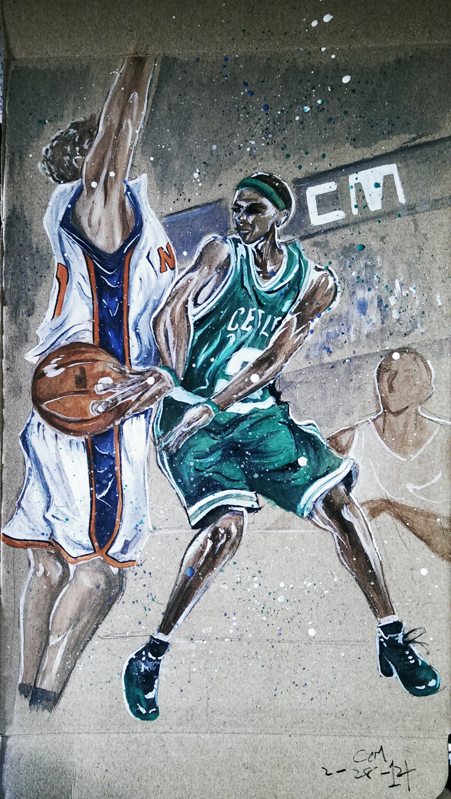 纸皮上画的篮球|其他绘画|插画|ccmmmm - 原创