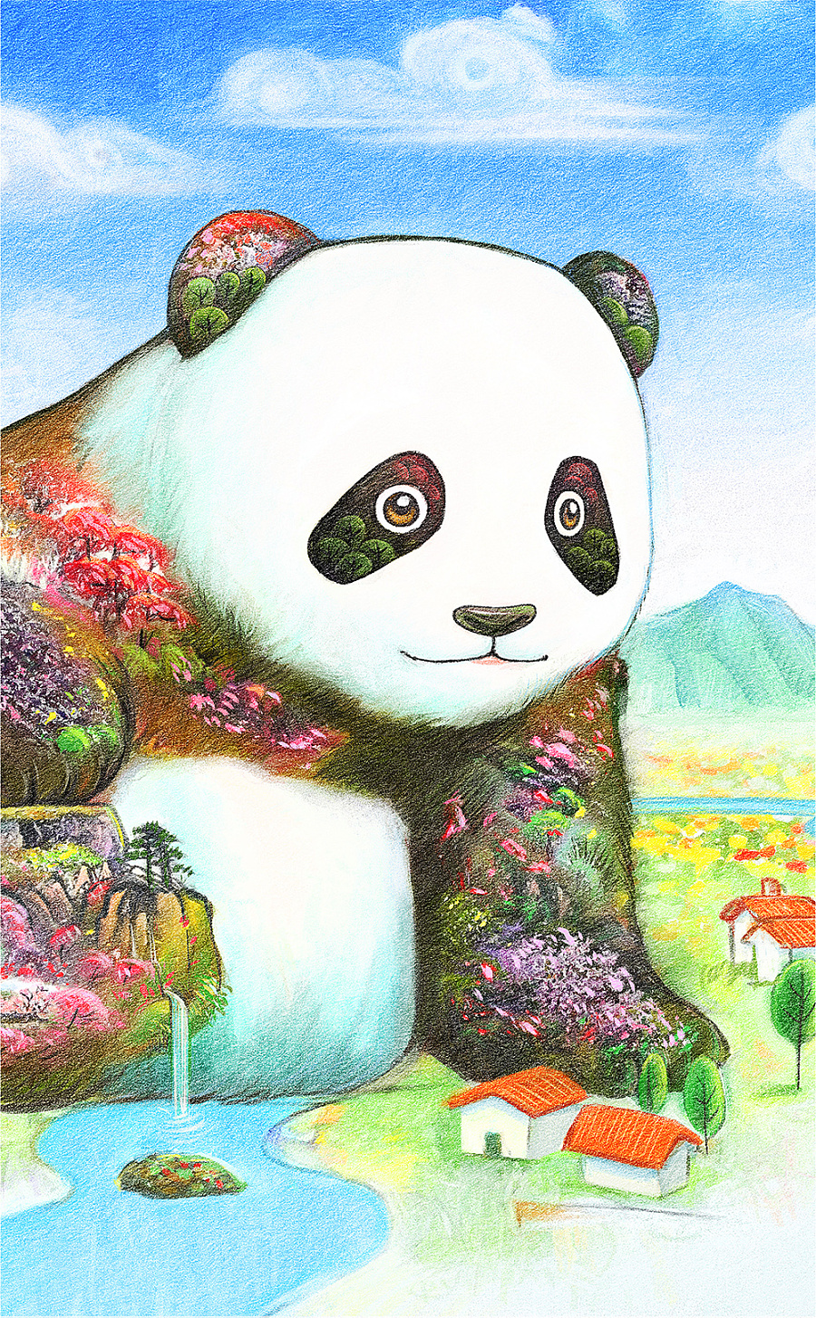 四季熊猫之《春》|商业插画|插画|春和绘 - 原创