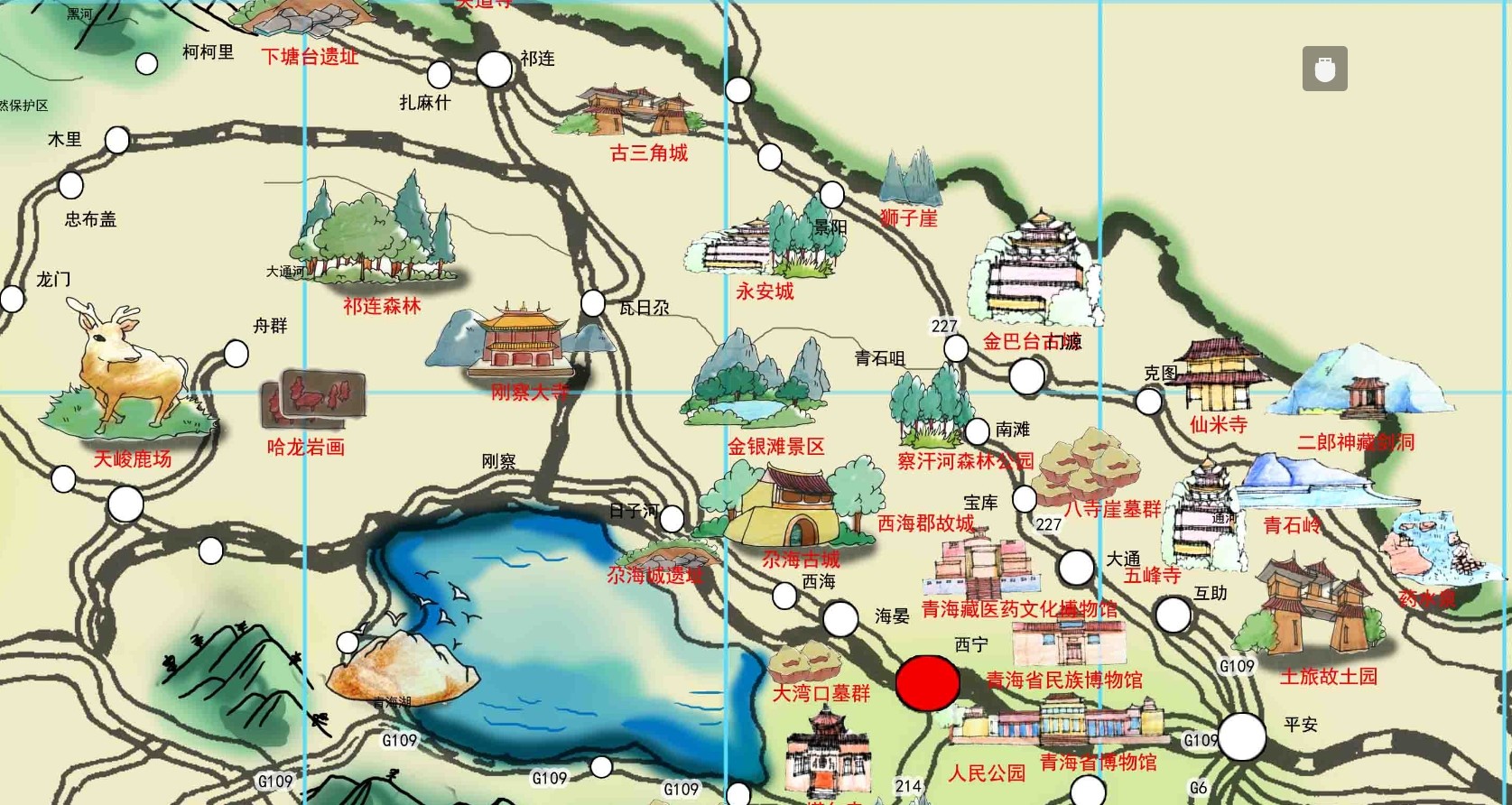 手绘青海旅游地图图片