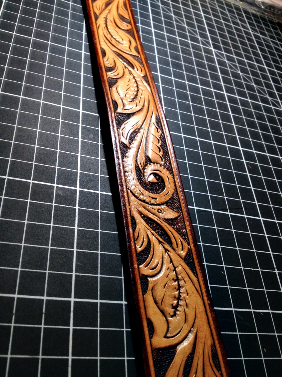 手工制作皮雕皮带|皮艺|手工艺|manly766 - 原创