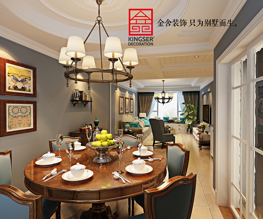 金舍装饰-保利花园122平米装修效果图-简美风