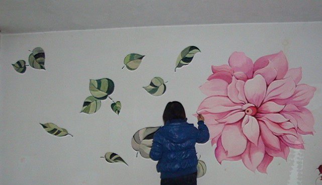 墙体彩绘之花开富贵|室内设计|空间\/建筑|Soda