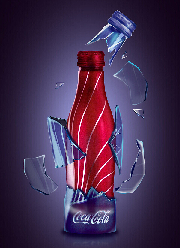 合成作业三 玻璃可乐瓶|插画|插画习作|huangcc