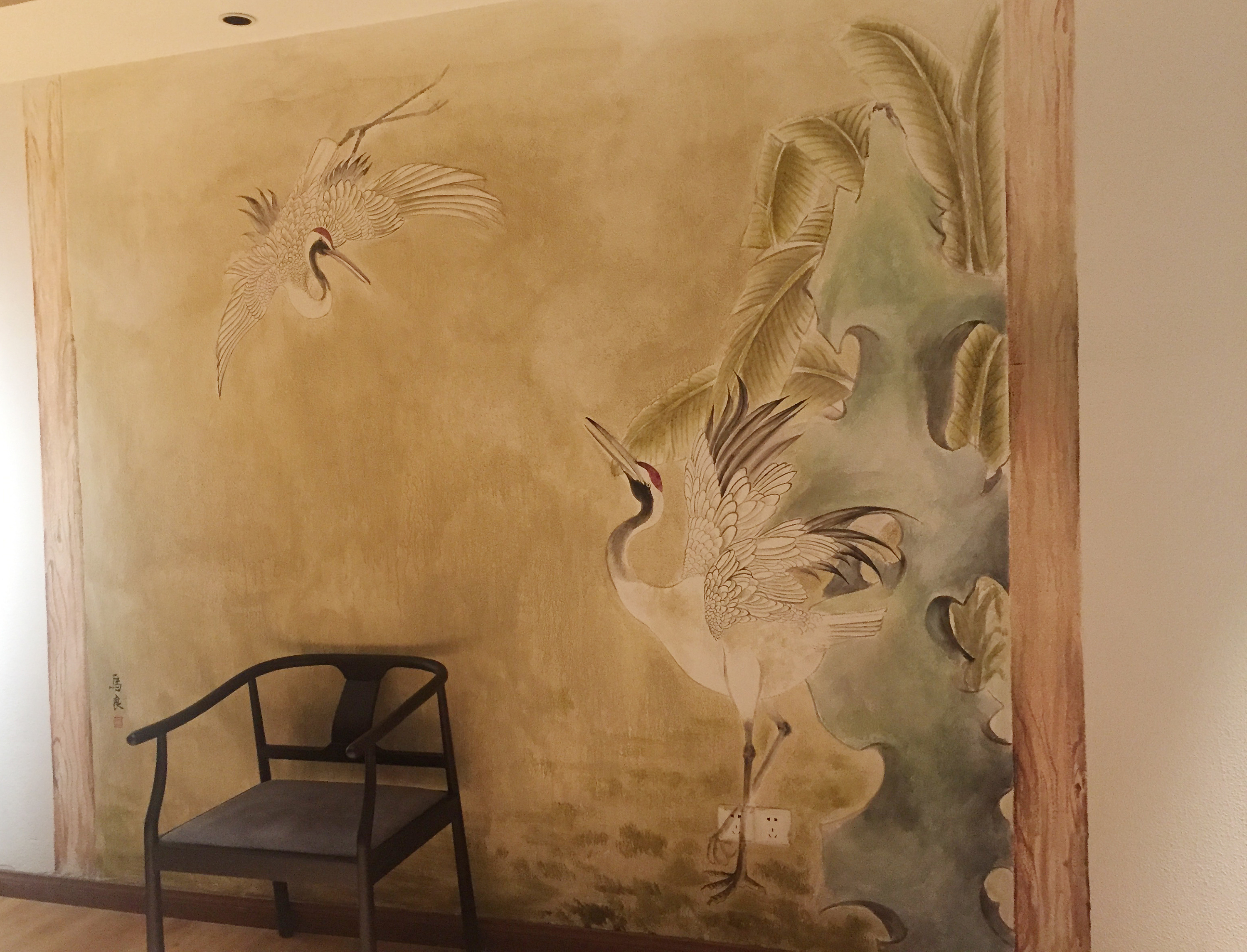 茶馆里的中国风墙绘壁画