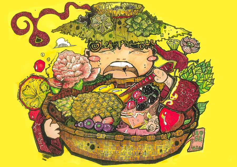 手绘,水果,娃娃|绘画习作|插画|小土尘 - 原创设计