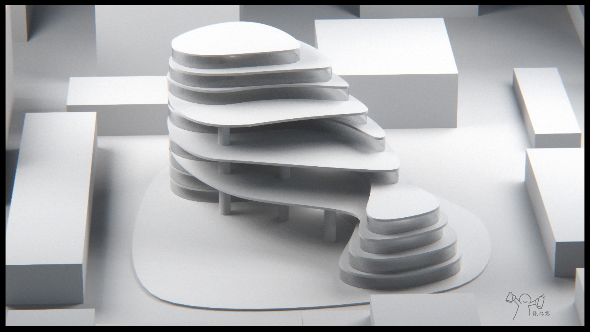 现代风建筑三维概念图|空间|建筑设计|乾杯君 - 原创