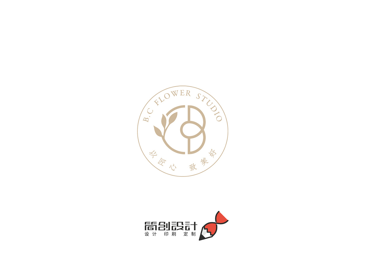 文艺花艺工作室品牌logo简创设计jiandesign原创vi形象