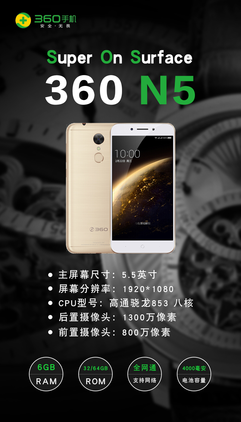 360 n5配置图宣传海报/电子产品海报/手机宣传海报
