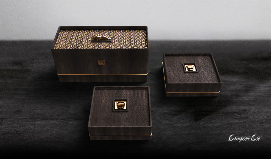 【貔貅金摆件礼品木盒包装】中式古典与西式时
