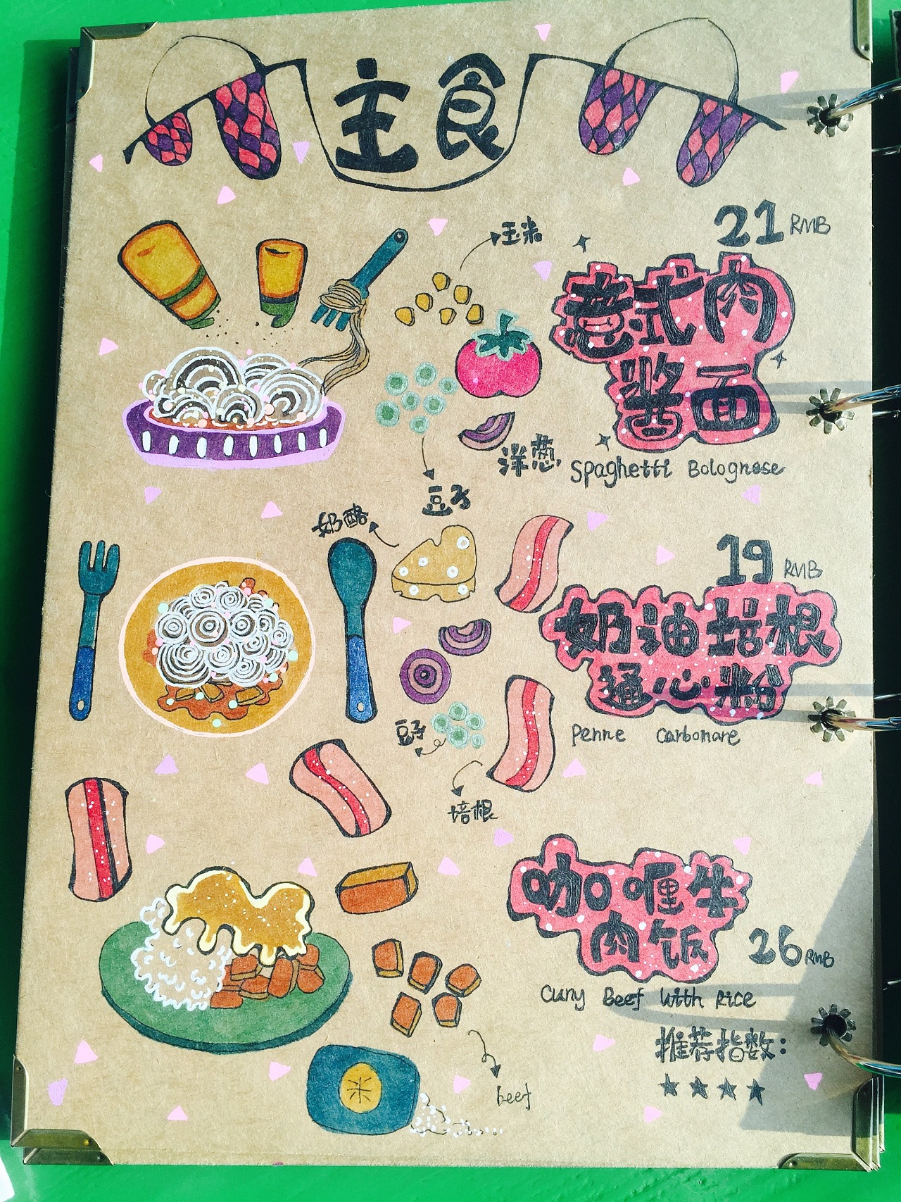 猫眼西餐厅原创手绘菜单