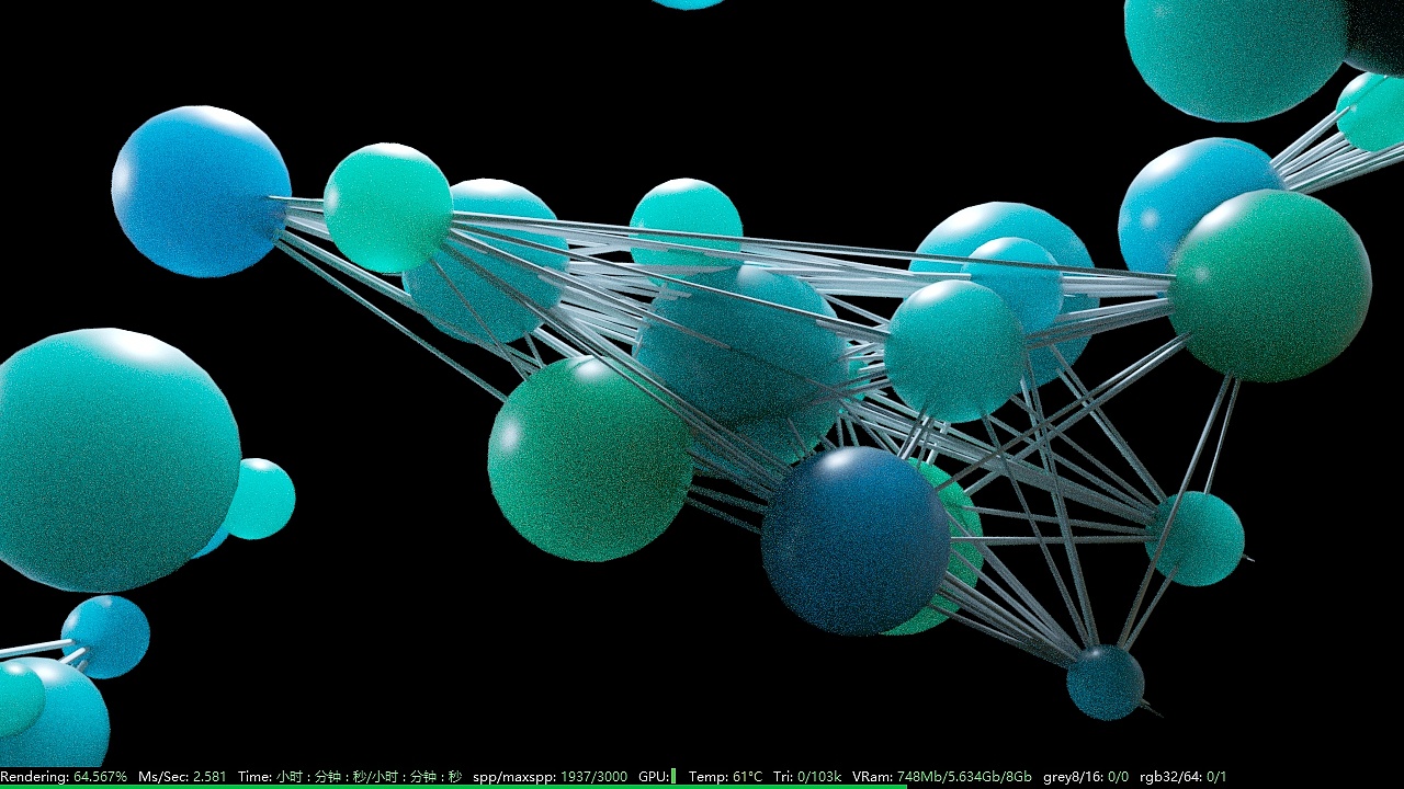c4d oc渲染器 x-partcles 3s材质练习 附工程文件