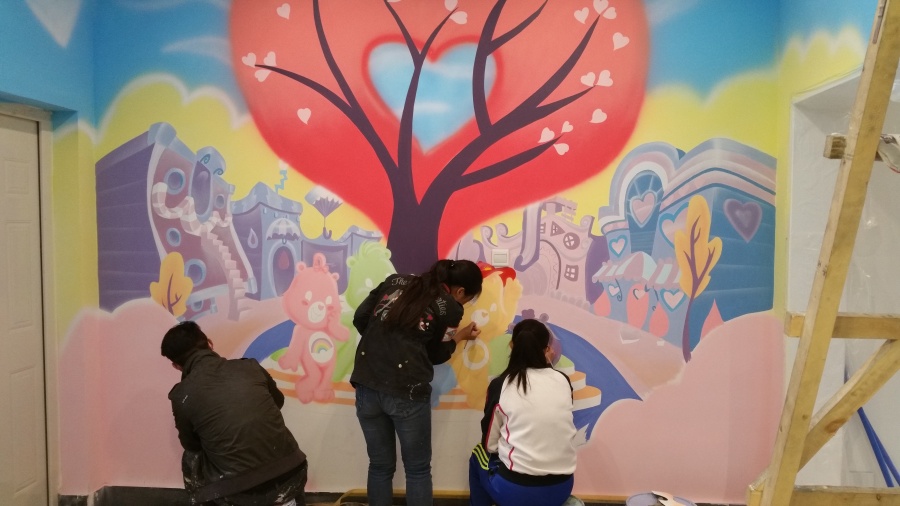 邯郸墙绘、邯郸手绘墙、邯郸新华书店彩绘、新