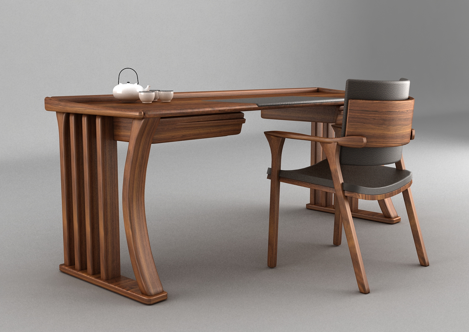 汲取中国传统家具中的元素,于细节处将桌椅