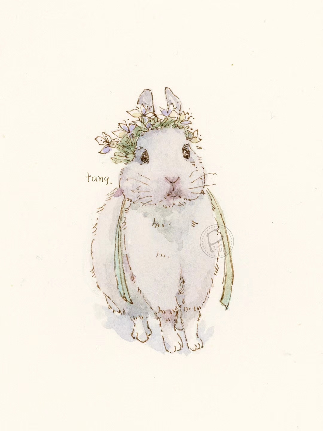 小兔子乖乖淡彩手绘小插画治愈系森系水彩教程卡通可爱