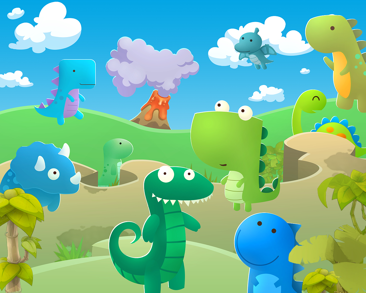 给pause咖啡店做的”恐龙乐园“主题设计|插画|儿童插画|马昌云 - 原创作品 - 站酷 (ZCOOL)